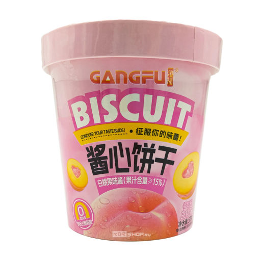 Печенье-сэндвич Сердечки с персиковой начинкой Gangfu (Китай), 50 г Акция