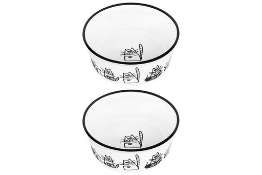 Набор 2 мисок для домашних питомцев 400 мл 13,5*13,5*5 см БЕЗ КОТА ЖИЗНЬ НЕ ТА Жизнь кошек - Elan gallery фото 5