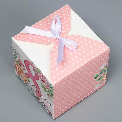 Цена за 2 шт. Коробка подарочная складная, упаковка, «С 8 марта», 12×12×12 см