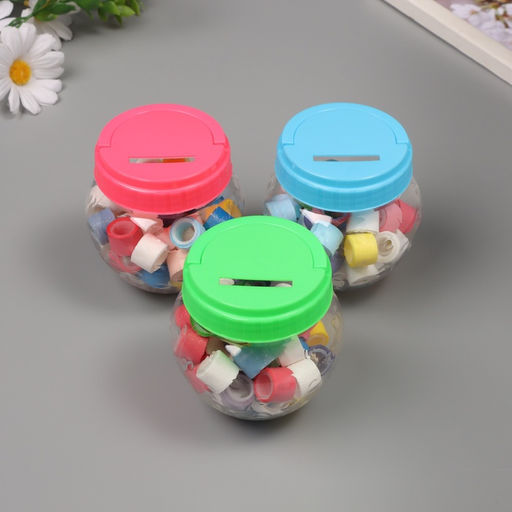 Клейкая лента пластик в банке «Микс», набор 40 шт., 1.2 см, дл. 0.9 м, 7×7×9 см