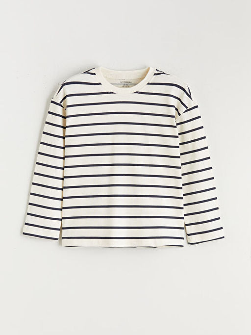 Bisiklet Yaka ?izgili Uzun Kollu Erkek ?ocuk Ti??rt