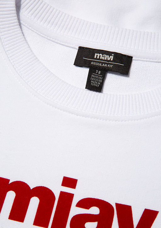 Miav Bask?l? Beyaz Sweatshirt - Mavi фото 5