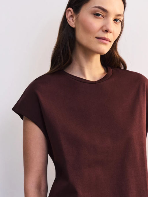 Футболка со спущенным плечом из хлопка ZR2605013412-27 / Zarina