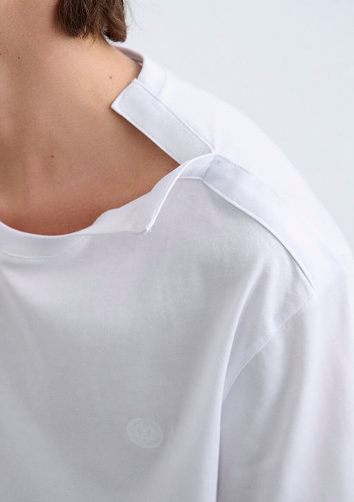 Muhur Logo Nak?sl? Beyaz Erkek Tisort - Mavi фото 5