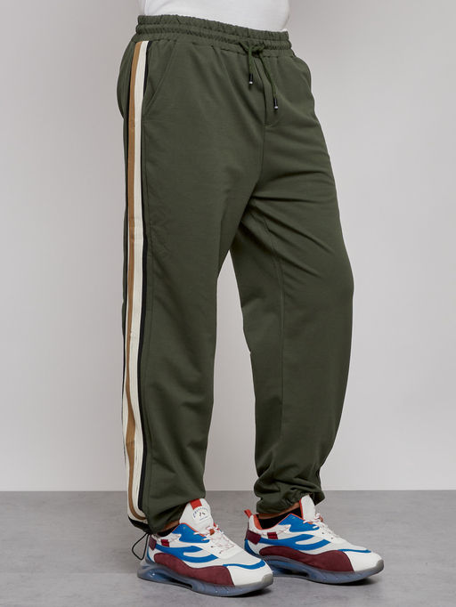 Широкие спортивные штаны трикотажные мужские цвета хаки 12903Kh - Mtforce фото 15
