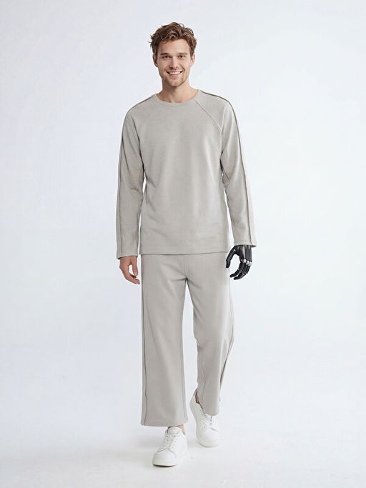 Kolay Giyilebilir Yanlardan C?rt Bantl? Erkek Sweatshirt