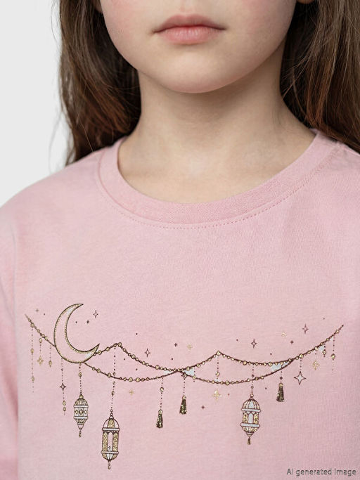 Bisiklet Yaka K?z ?ocuk Bask?l? Pijama Tak?m