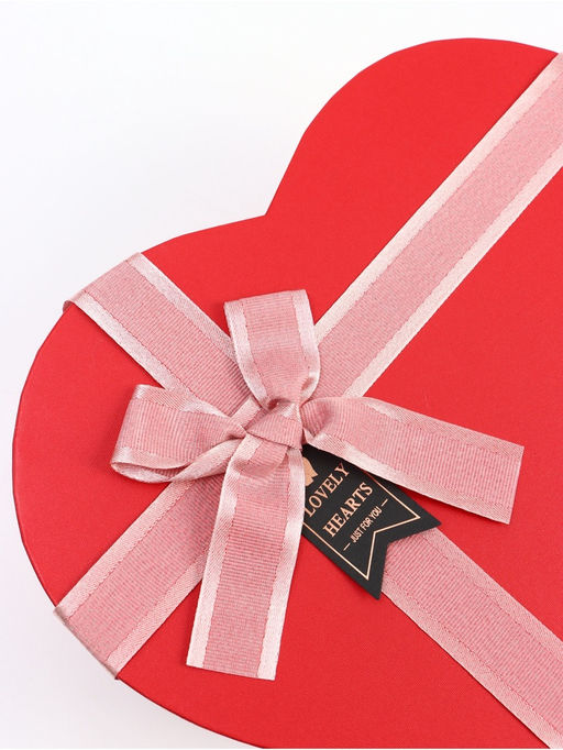 Набор подарочных коробок сердце 3 в 1, красный с розовым бантом, 31?27?13.3; 28?25?11.7; 26?23?10.3 см