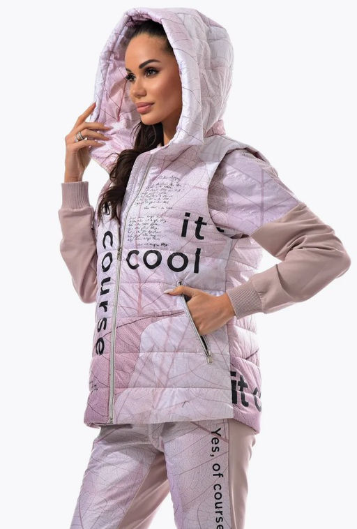 Уникальный стеганный жилет на синтепоне с принтом дизайнерской работы - А+б коллекция фото 21