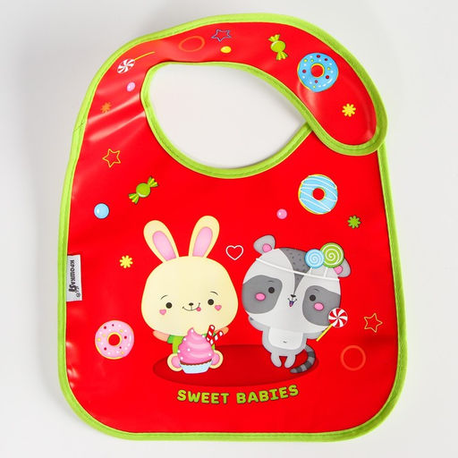 Нагрудник для кормления Крошка Я «Candy Bar» непромокаемый на липучке, с карманом