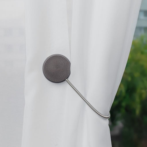 Подхват для штор Вязаный круг, на пружине, d = 6/3,5 см, 23,5 см, цвет тёмно-серый - Арт узор фото 6