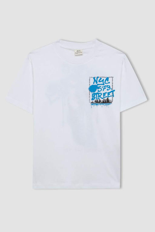 Футболка с короткими рукавами и круглым вырезом для мальчиков с принтом - Defacto фото 6