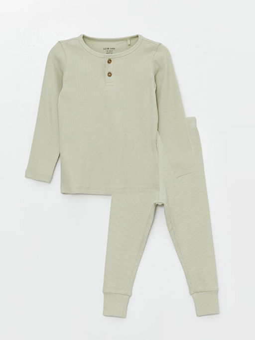 Bisiklet Yaka Uzun Kollu Basic Erkek Bebek Pijama Tak?m?