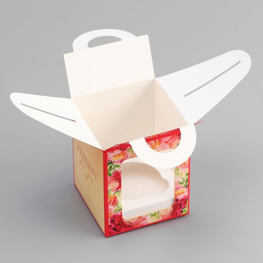 Цена за 5 шт. Коробка для 1 капкейка, «Презент», 9.2×9.2×11.1 см