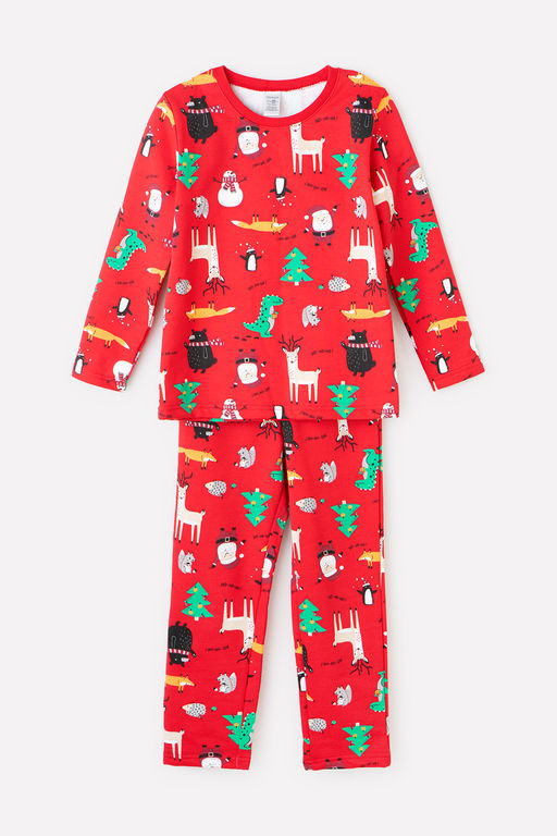 CROCKID СТОК! Пижама. Цвет: праздничный микс на насыщенно-красном