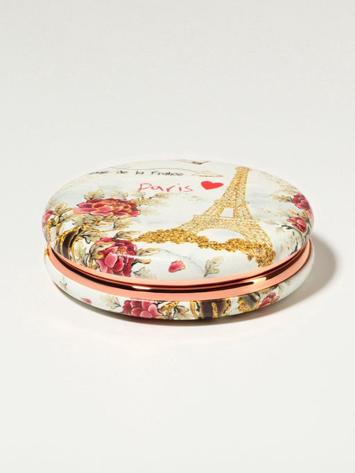 Зеркало складное «Париж», d=7.5 см, с увеличением х2, искусственная кожа, цвет золотистый