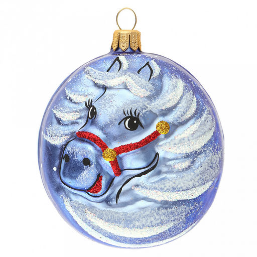 Елочная игрушка фигурка стеклянная "Зодиак. Лошадка " h8см, ручная художественная роспись, цвета микс, подарочная упаковка, "Символ 2026 года" (Россия)