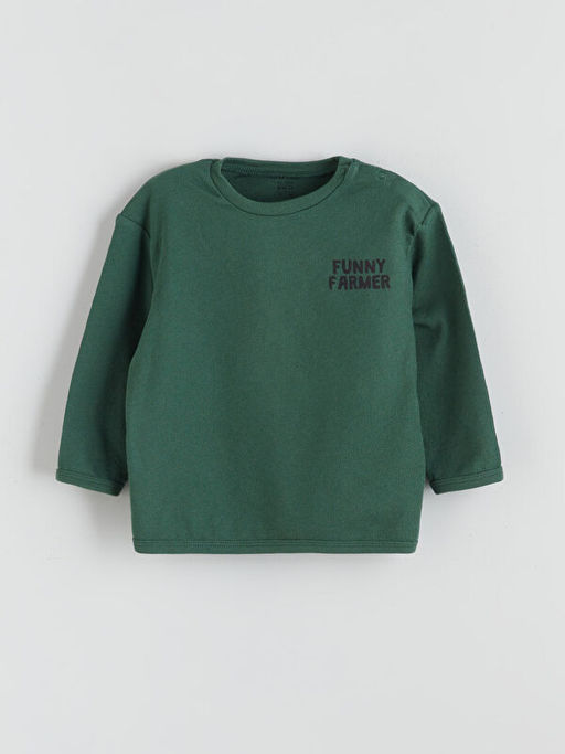 Bask?l? Erkek Bebek Sweatshirt ve E?ofman Alt 2li