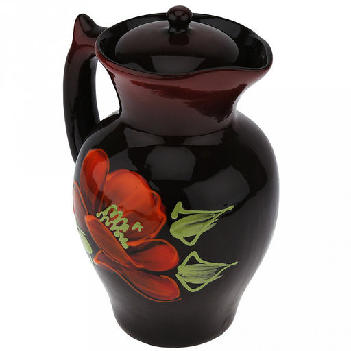 Кувшин керамический "Дачный" 1,4л, д13,5см, h22,5см, "Мак черный", с крышкой (Россия)