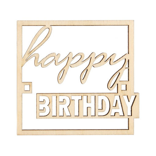 Цена за 5 шт. Топпер Happy Birthday,деревянный, 64х60 - Страна карнавалия фото 2