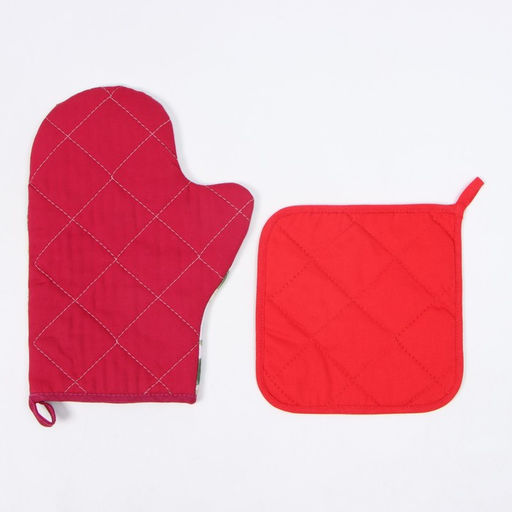Набор кух. Этель Пуансеттия: прихватка 19х19 см, варежка-прихватка 20х28 см, 100% хл  фото 3