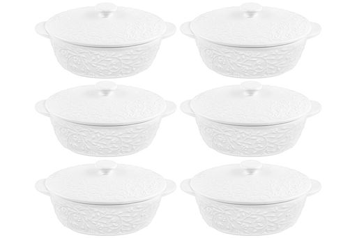 Набор жюльенниц-кокотниц 6 пр. 250 мл 16*10*8 см "Веточки-цветочки" с крышками