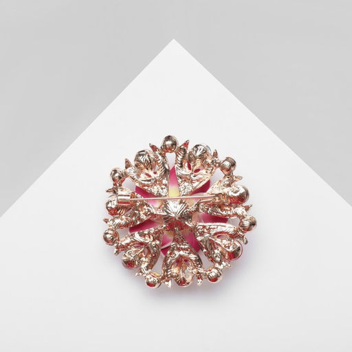 Брошь Цветок франжипани в стразах, цветная в розовом золоте - Queen fair фото 3