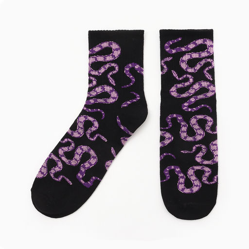 Носки женские новогодние KAFTAN Pink snake размер 36-39 (23-25 см), цвет черный