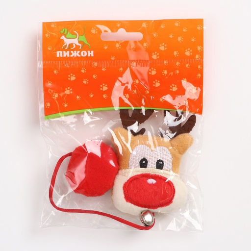 Игрушка-дразнилка для кошек с бубенчиком Олень-красный нос - Пижон фото 4