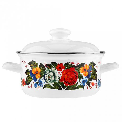 Татьяна Кастрюля эмалированная 2л, форма цилиндрическая, металлическая крышка (Россия) - Домашняя мода фото 2