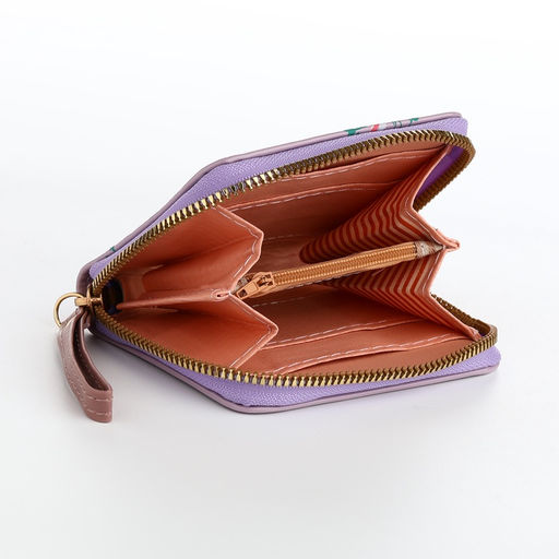 Кошелёк женский на молнии с ремешком, лакированный, синий