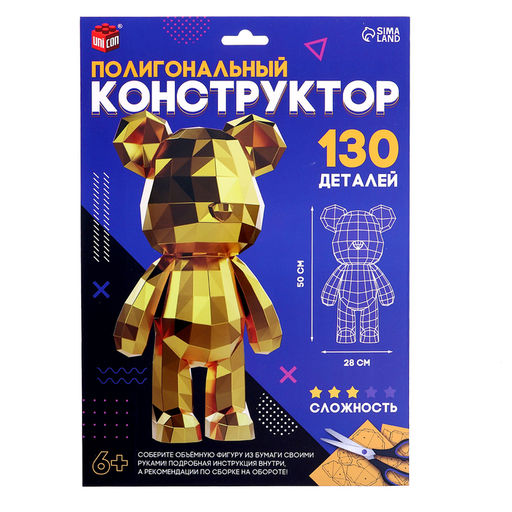 Полигональный конструктор Медведь, 130 деталей - Unicon фото 4