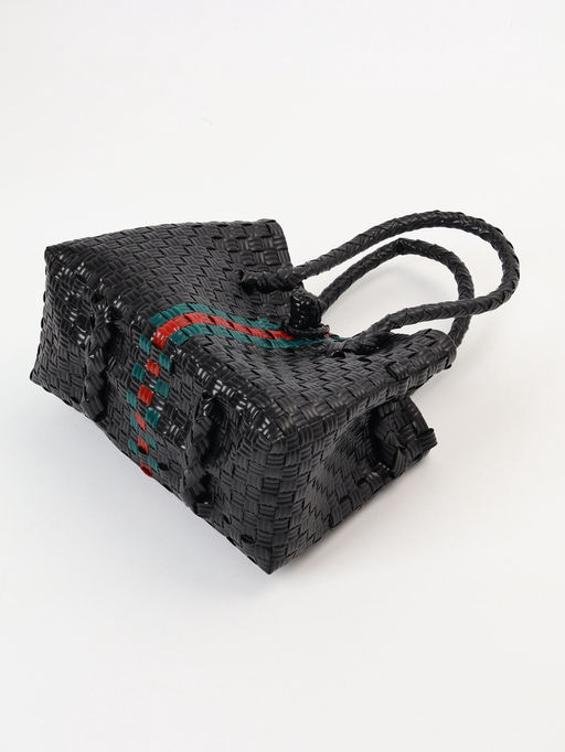 Сумка плетёная пластиковая, 23×11×30 см, чёрная