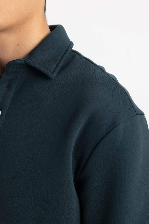 Толстовка комфортного кроя с воротником-поло - Defacto фото 5