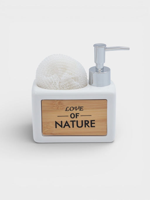 Дозатор для моющего средства с подставкой для губки SAVANNA «Природа», 450 мл, белый