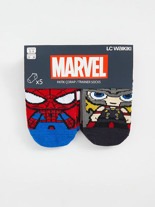 Spider-Man Desenli Erkek ?ocuk Patik ?orap 5li