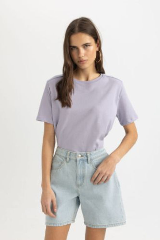 Regular Fit Bisiklet Yaka Premium Basic Duz K?sa Kollu Tisort