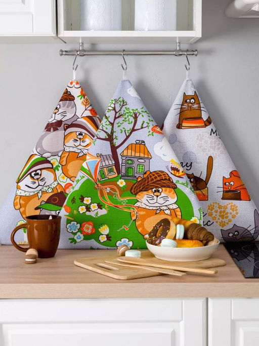 Комплект вафельных полотенец 48*60 см, 3 штуки (Мурлыки) - Ивановотекстиль фото 5