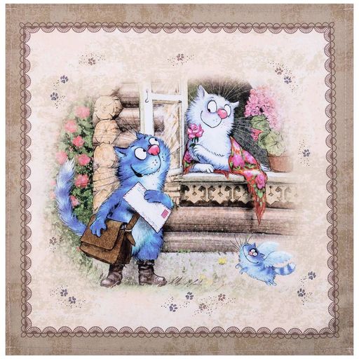 НАБОР САЛФЕТОК ИЗ 2-Х ШТ СИНИЕ КОТЫ. ЛЮБОВЬ МОЯ,40Х40СМ, 100 - Lefard фото 3