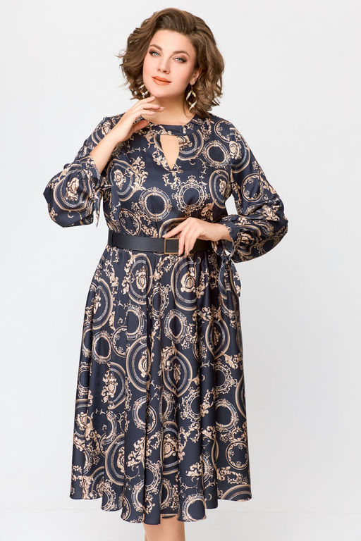 Платье Swallow 707 черный+бежевый принт