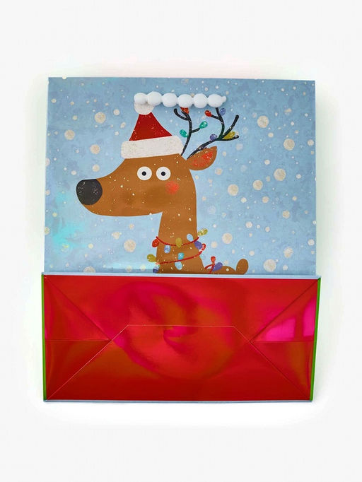 Набор подарочных пакетов «Новый год», 3 шт., голография, с шильдиком и объёмным декором, 25×30.5×12.5 см