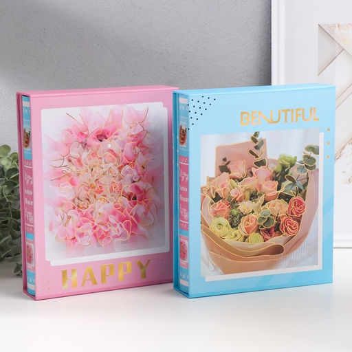 Фотоальбом на 100 фото 10?15 см Пышные розовые цветы, в коробке, 26.5?21?5.3 см, МИКС