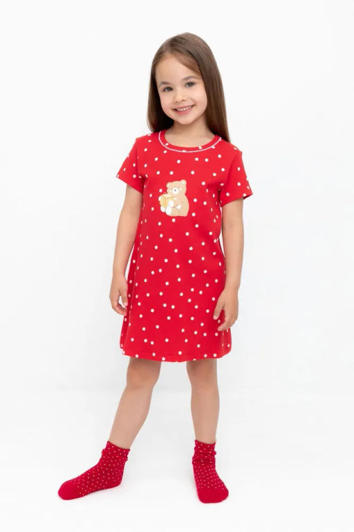 К 1155/насыщенно-красный,горошек сорочка для дев - Crockid фото 3