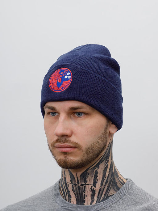 Шапка AMERICAN NEEDLE арт. 21019A-HTC Hiroshima Carp Cuffed Knit (темно-синий)  фото 4