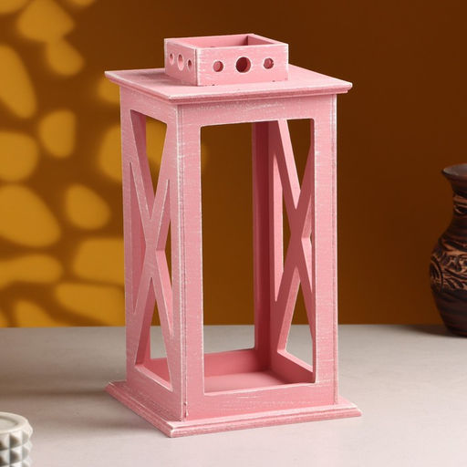 Кашпо деревянное Фонарь. Прованс 17х17х31 см Розовый Коралл - Дарим красиво фото 3