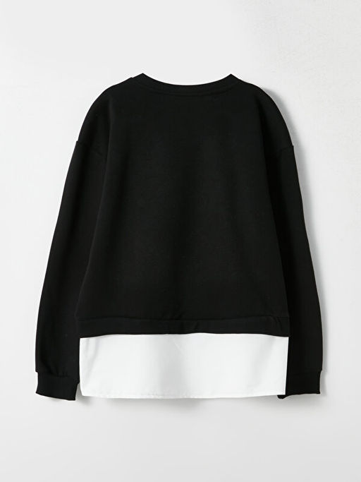 Bisiklet Yaka Ta? Bask?l? Uzun Kollu K?z ?ocuk Sweatshirt - Waikiki фото 2