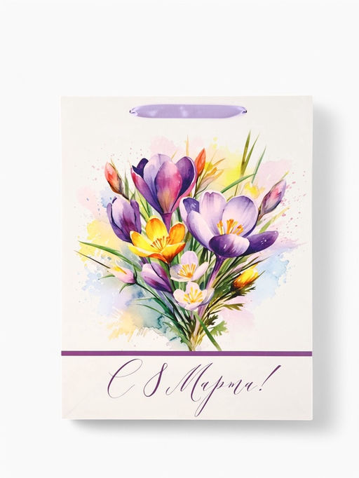 Пакет подарочный ламинированный 8 марта, L 40?31?11.5 см