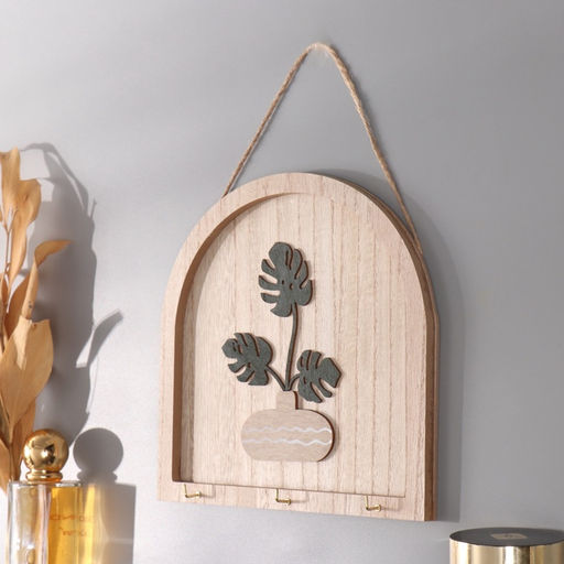 Настенные крючки декоративные Ветки монстеры в вазе, дерево, 2.5?19.5?19.5 см