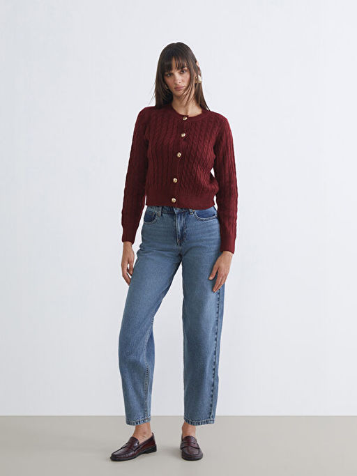 Bisiklet Yaka Kendinden Desenli Kad?n Triko H?rka