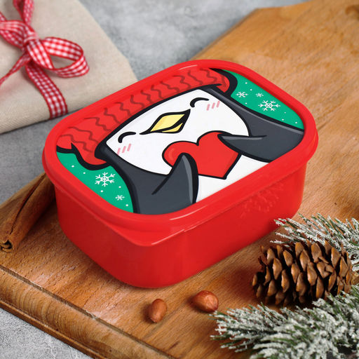 Цена за 2 шт. Ланч - бокс новогодний Пингвины, 500 мл
